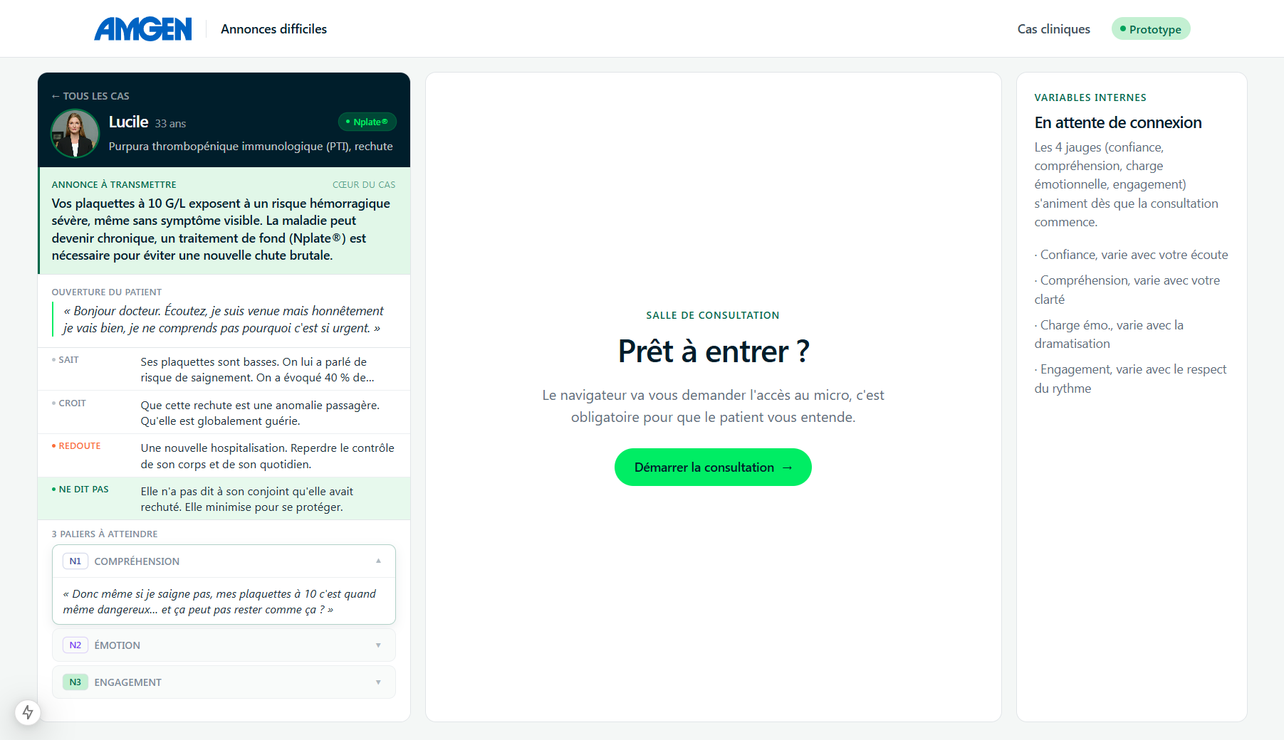 Vue salle de consultation pour le cas Lucile